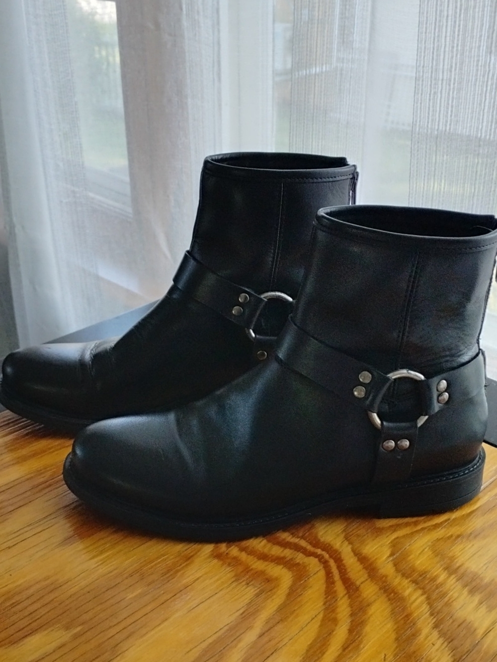 Avellini Classic Black Leather Harness Moto Boots